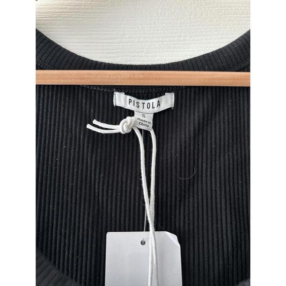 PISTOLA Scoop Neck Ribbed Noir Black Small Tank Top NWT - Picture 3 of 4